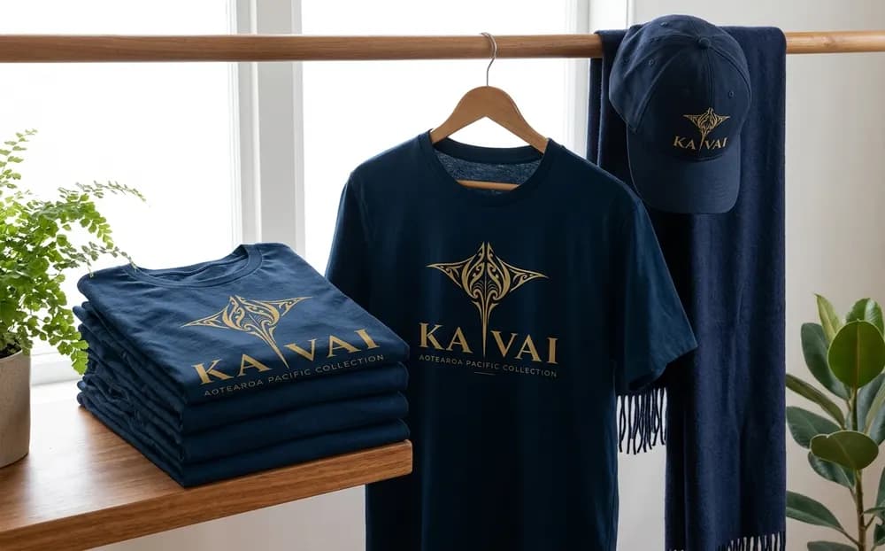 Navy KAIVAI t-shirts, cap and scarf